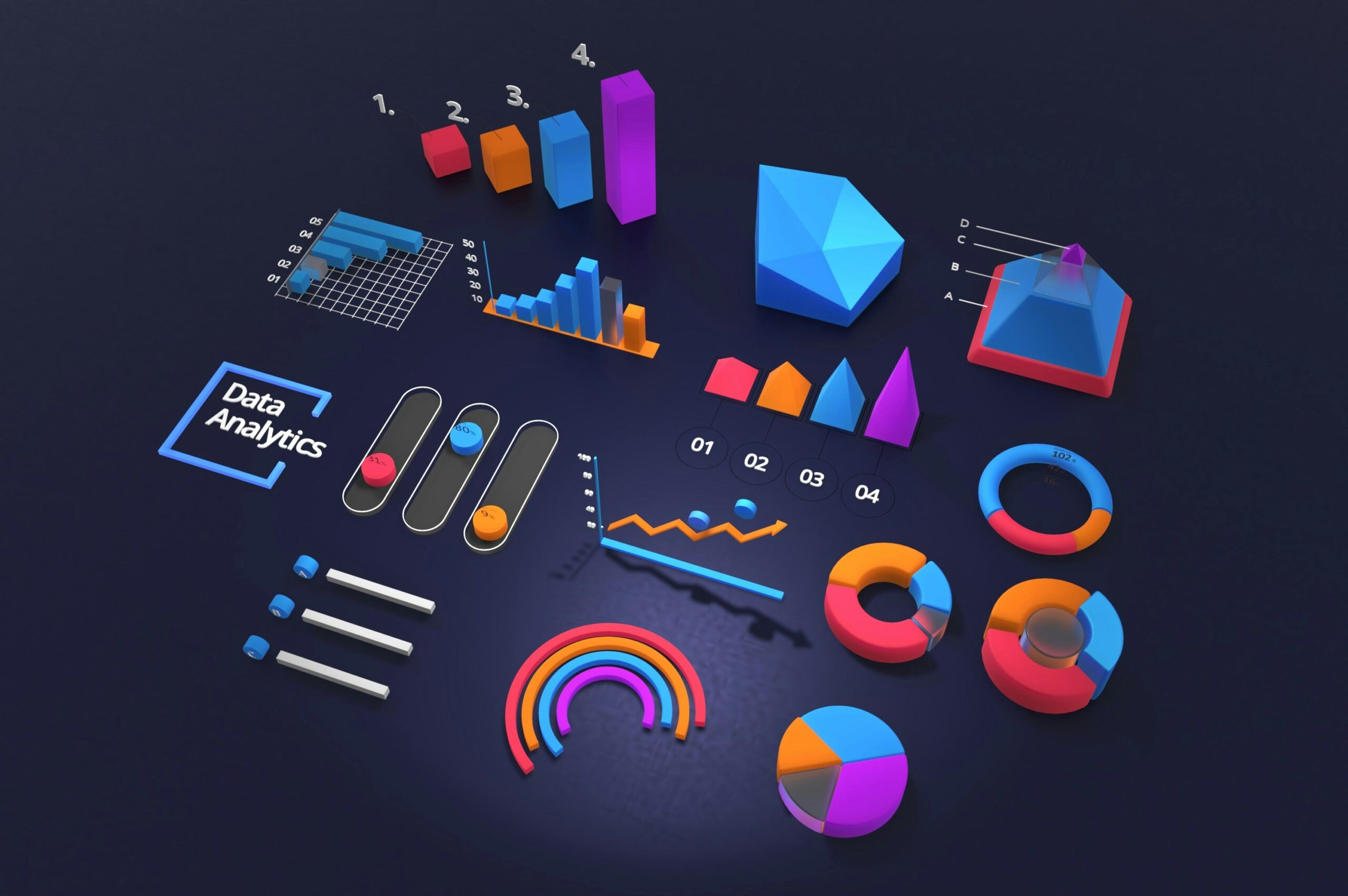 Accurate bookkeeping data represented by colourful charts and graphs
